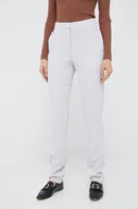 Spodnie damskie - Emporio Armani spodnie damskie kolor szary proste high waist - miniaturka - grafika 1