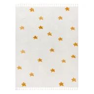 Dywany dla dzieci - Dywan YOYO GD75 biały / pomarańczowy - Gwiazdki, koła dla dzieci, strukturalny, sensoryczny Frędzle beżowy 140x190 cm - miniaturka - grafika 1