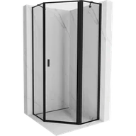 Kabiny prysznicowe - Mexen Mist kabina prysznicowa pięciokątna uchylna prawa 80 x 80 cm, czarna ramka, czarna - 8A8-080-080-70-70-P - miniaturka - grafika 1