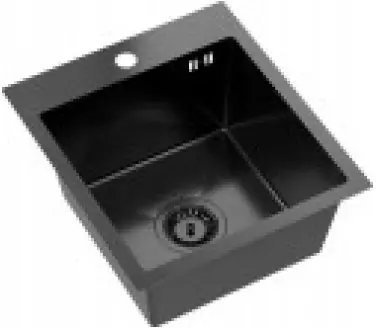 QUADRON Zlewozmywak GraniteQ LUKE stalowy czarny metalowy 50x45x20 z syfonem 1-komorowy b/o