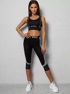 Dresy damskie - Komplet sportowy dwuczęściowy damski czarny OZONEE O/XL013/1 - Ozonee - miniaturka - grafika 1