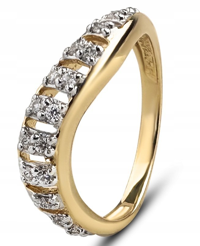 ZŁOTY PIERŚCIONEK Z BIAŁYMI KAMIENIAMI ONDA 333