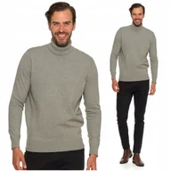 Swetry męskie - Sweter Męski z Golfem Klasyczny Bawełna Modny Wygodny Szary Golf MORAJ XL - miniaturka - grafika 1