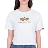 Koszulki i topy damskie - ALPHA INDUSTRIES Damska koszulka z krótkim rękawem Basic T Cos HOL. Print Wmn, biały/złoty kryształ, M - miniaturka - grafika 1