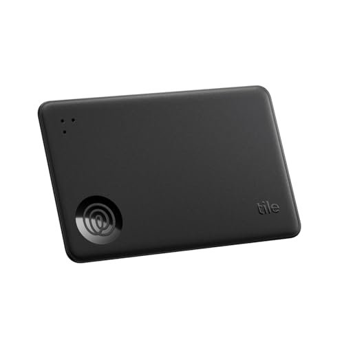 Tile by Life360 Slim (2024) – portfelowy lokalizator Bluetooth w formacie karty wsuwanej do zawieszki przy bagażu, paszportu i inne miejsca. Zgodność: iOS i Android. Znajdowanie telefonu.1 szt(czarny)