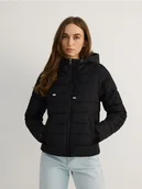 Kurtki damskie - Reserved - Pikowana kurtka z kapturem - czarny - miniaturka - grafika 1