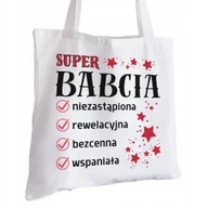 Torby i wózki na zakupy - Torba Bawełniana biała dla Babci Na Prezent ekologiczna Trwały Nadruk - miniaturka - grafika 1