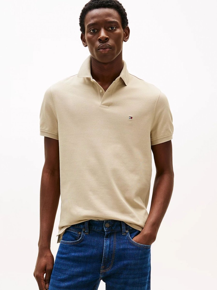 polo uomo tommy hilfiger mw0mw17770 rbt reg polo rbt sandalwood