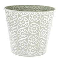 Donice - Osłonka metalowa na doniczkę Farisa zielony, 18,5 x 16 cm - miniaturka - grafika 1