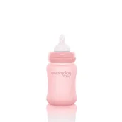 Butelki dla niemowląt - BABY&TRAVEL EVERYDAY BABY Szklana butelka ze smoczkiem S różowa 0-3m, 150ml - miniaturka - grafika 1