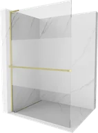 Ścianki i drzwi prysznicowe - Mexen Kioto+ L ścianka prysznicowa z półką Walk-in 80 x 200 cm, transparent/szron, złota szczotkowana - 800-080-123-55-35 - miniaturka - grafika 1