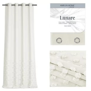 AmeliaHome, Firana Lunare na przelotkach, Kremowy, 140x270 cm - Firany - miniaturka - grafika 1