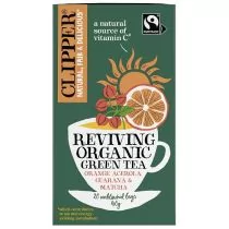 HERBATA ZIELONA Z ACEROLĄ, GUARANĄ I MATCHĄ "OŻYWIENIE" FAIR TRADE BIO (20 x 2 g) 40 g - CLIPPER - Herbata - miniaturka - grafika 1