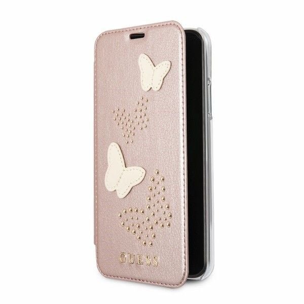 Guess book iPhone X różowo-złoty Studs&Sparkles GUFLBKPXPBURG