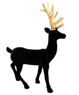Renifer Świąteczny Ze Złotym Porożem Czarny Glamour 46 Cm Duży - Ozdoby bożonarodzeniowe - miniaturka - grafika 1
