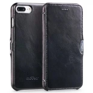 moVear flipSide C - Skórzane etui do Apple iPhone 8 Plus / 7 Plus (5.5") | Klasyczny pokrowiec z klapką, Skóra naturalna gładka (Czarny) - Etui i futerały do telefonów - miniaturka - grafika 1