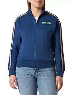 Love Moschino Zippered, Customized with Striped Tape Along Shoulders Sleeves And Logo Patch On Left Chest. Kurtka damska, niebieski, 34 - Kurtki damskie - miniaturka - grafika 1