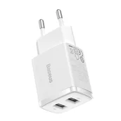 Ładowarki do telefonów - Baseus Compact Quick Charger, 2x USB, 10.5W biała - miniaturka - grafika 1