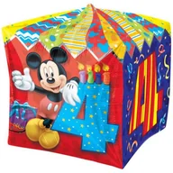 Balony i akcesoria - Balon foliowy, Myszka Miki, 4. urodziny, 38 cm - miniaturka - grafika 1