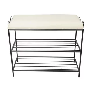 HowHomely Czarna metalowa półka na buty z pufą wzór Esy 10-969-1-E-cz - Szafki na buty - miniaturka - grafika 1