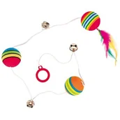 Zabawki dla kotów - Trixie Piłki tęczowe na gumce z piórkiem [TX-4133] 5056 - miniaturka - grafika 1