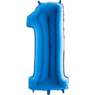 Balony i akcesoria - Balon Foliowy Cyfra 1 Niebieska - 102 cm Grabo - miniaturka - grafika 1