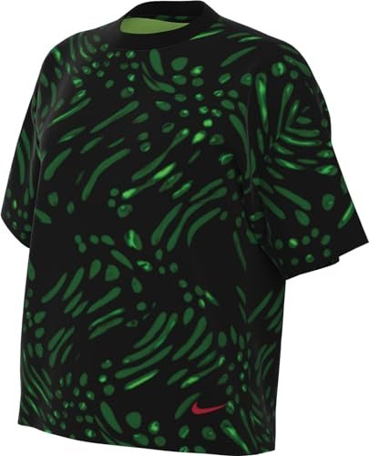 Nike Top Nigeria damska odzież sportowa Cltcn Essovrsz Ss Top, Black/Scream Green, FZ1564-010, L