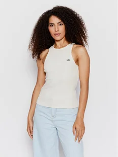 Lee Top Ribbed L44QUXNQ Beżowy Regular Fit - Koszulki i topy damskie - miniaturka - grafika 1