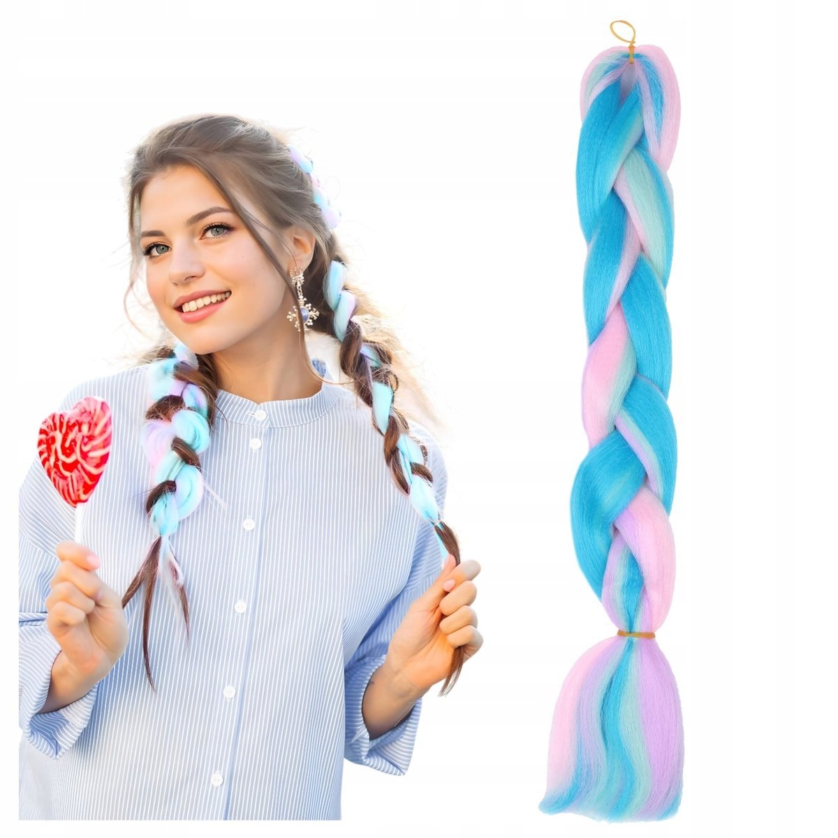 Syntetyczne Włosy Na Kolorowe Warkoczyki 4 Kolory Warkocze Doczepiane 60cm