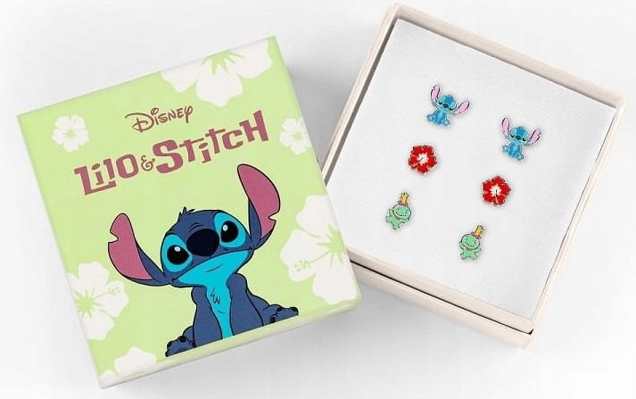 Stitch Zestaw 3 par kolczyków w pudełku kolczyki dla dziewczynki kolorowe