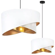 Lampy sufitowe - Lampa sufitowa wisząca Asti skos czarna glamour 1xE27 abażur okrągły skośny 45cm biały/złoty Light Home LH - miniaturka - grafika 1