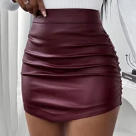 Spódnice - TEMU Elegancka sukienka damska asymetryczna z falbanką - dopasowany krój, jednolity , falbanka, na każdą porę roku, do stylizacji formalnych i - miniaturka - grafika 1