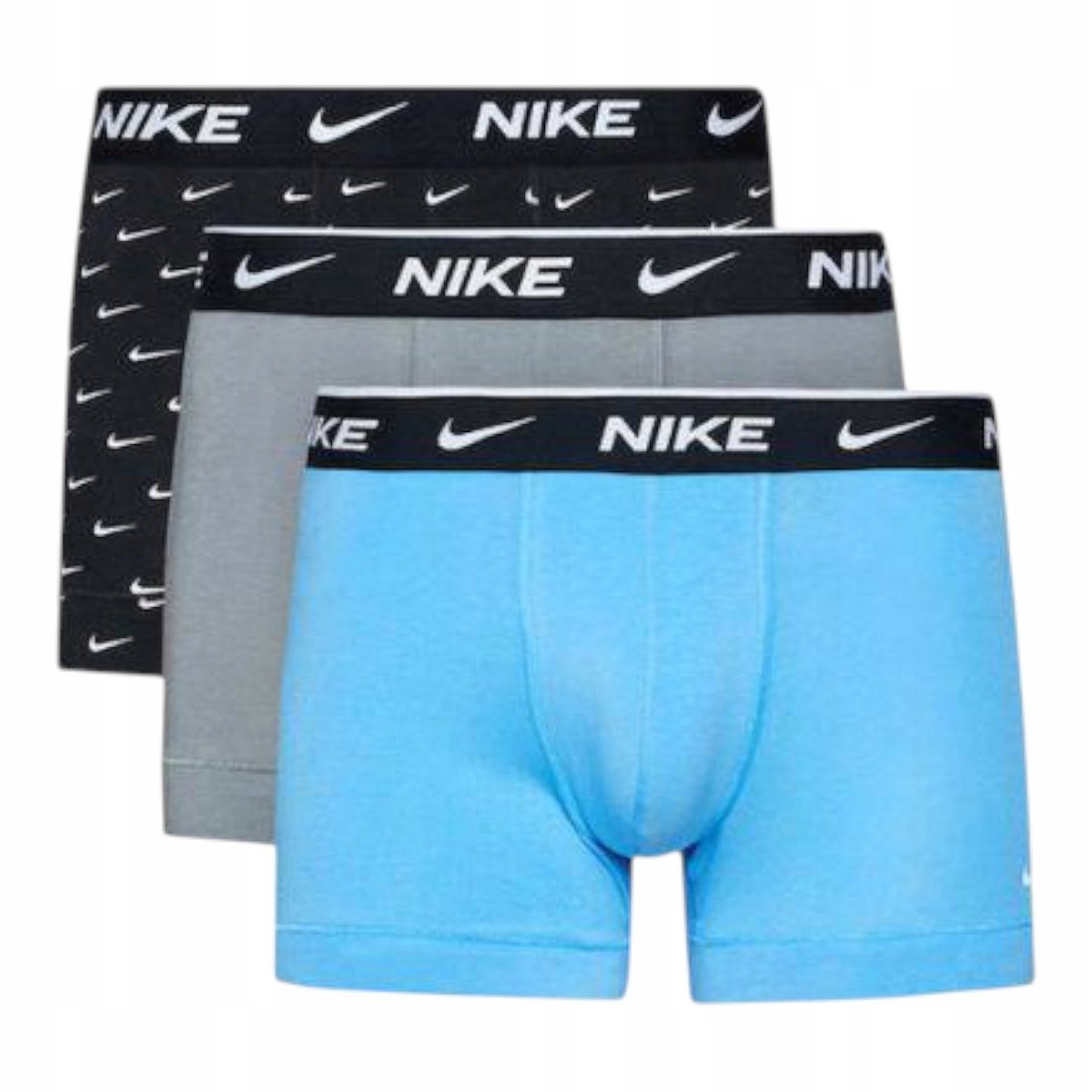 NIKE BOKSERKI MĘSKIE MAJTKI TRUNK 3PK CZARNE/SZARE/NIEBIESKIE r.L