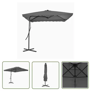 The Living Store Parasol ogrodowy na słupku stalowym - 250 x 250 cm - antracytowy - Parasol - Parasole ogrodowe - miniaturka - grafika 1