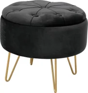 Pufy i podnóżki - Fabryka Mebli Akord Pufa pikowana z pojemnikiem welurowa CARO Czarna - miniaturka - grafika 1
