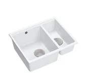 Zlewozmywaki - Quadron LOGAN 150 HCQL5646U1-BS_I Granitowy Snow white/Stal szlachetna - miniaturka - grafika 1