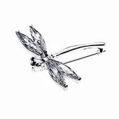 Broszki - Srebrna broszka przypinka oksydowana w kształcie ważki z cyrkoniami - miniaturka - grafika 1