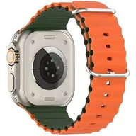 Akcesoria do smartwatchy - Pasek BELINE Silicone Waves do Apple Watch 4/5/6/7/8/9/SE/SE 2 (38/40/41mm) Zielono-pomarańczowy - miniaturka - grafika 1