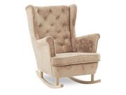 Fotele - Bujany fotel uszak, glamour, Arula, 81x113x106 cm, pudrowy róż - miniaturka - grafika 1
