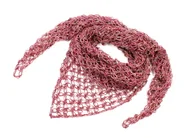 Apaszki i szaliki damskie - Chusta apaszka ażurowa na szydełku dwukolorowa bordo i jasny beż - miniaturka - grafika 1