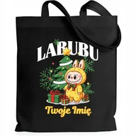 Torby i wózki na zakupy - Torba EKO Czarna Shopper ŻÓŁTE *IMIĘ* Prezent Święta Mikołajki Wzory - miniaturka - grafika 1