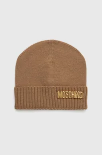 Moschino czapka wełniana kolor beżowy wełniana - Czapki damskie - miniaturka - grafika 1