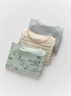 Reserved - Bawełniany longsleeve 3 pack - złamana biel - Bluzki dla niemowląt - miniaturka - grafika 1