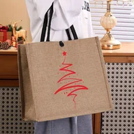 Torebki damskie - TEMU Modna Torba Tote z Wzorem Choinką – Kreatywna, Duża Pojemność, Damska Torba Jutowa na Pracę, Zakupy, Plażę i Podróże – Idealny Prezent dla - miniaturka - grafika 1