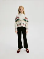 Spodnie i spodenki dla dziewczynek - Reserved - Jeansy flare high waist - czarny - miniaturka - grafika 1