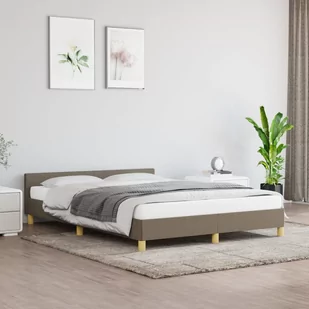 vidaXL Rama łóżka z zagłówkiem, taupe, 140x190 cm, obita tkaniną - Inne meble do sypialni - miniaturka - grafika 1