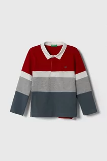 Bluzki dla chłopców - United Colors of Benetton longsleeve bawełniany dziecięcy kolor czerwony wzorzysty - grafika 1