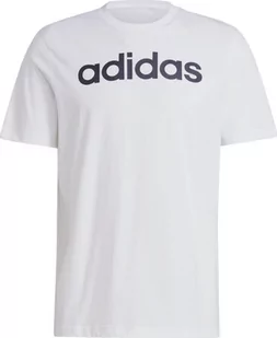 Koszulka męska adidas Essentials Single Jersey Linear Embroidered Logo Tee biała IC9276-S - Koszulki męskie - miniaturka - grafika 1