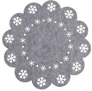 Pozostałe akcesoria świąteczne - Altom, Mata filcowa okrągła, śr. 38 cm, dek. śnieżynki popielata - miniaturka - grafika 1