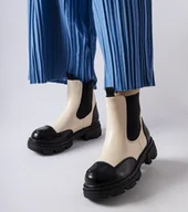 Botki damskie - Czarno-beżowe wsuwane botki Albany-37 - miniaturka - grafika 1